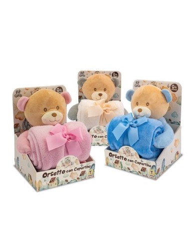Teddy Bear with Blanket – 3 Assorted Colors 26 cm TEO39484 Teorema | Futurartshop.com