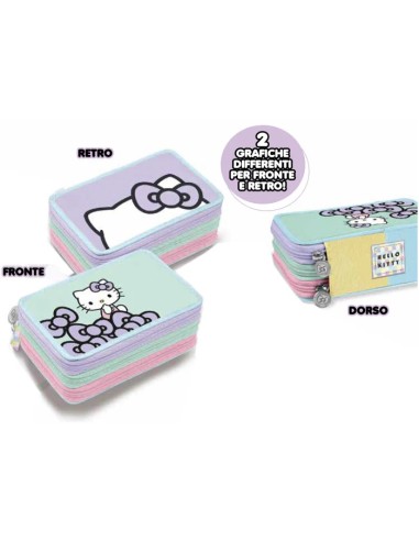 Astuccio 3 Zip Completo Hello Kitty – Set Scuola Bambina GIOHK956000 Giochi Preziosi | Futurartshop.com