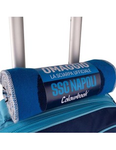 SSC Napoli School Trolley Backpack with Official Scarf Gift LAGSSCN23051 Colourbook | Futurartshop.com 2