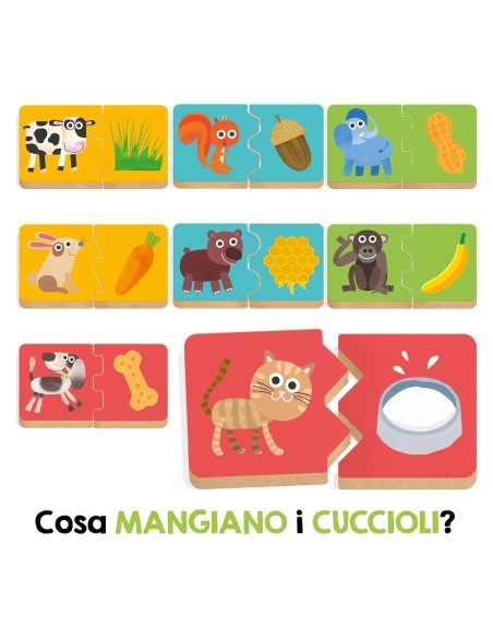 Cosa Mangiano i Cuccioli – Gioco Educativo Didattico Bambini HEAIT60896 Headu | Futurartshop.com