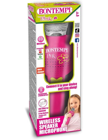 Microfono rosa wireless con funzione karaoke – Giocattolo musicale per bambini ICA412871 Bontempi | Futurartshop.com