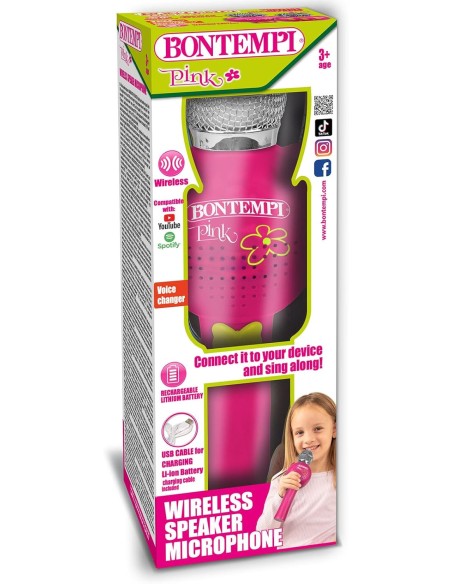 Pink Wireless Microphone with Karaoke Function – Musical Toy for Kids ICA412871 Bontempi | Futurartshop.com