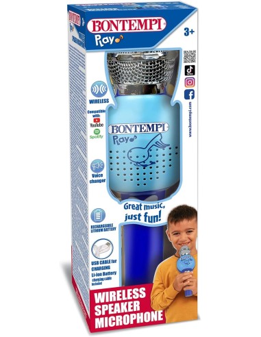 Microfono Blu wireless con funzione karaoke – Giocattolo musicale per bambini ICA412820 Bontempi | Futurartshop.com
