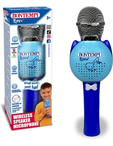 Microfono Blu wireless con funzione karaoke – Giocattolo musicale per bambini ICA412820 Bontempi | Futurartshop.com