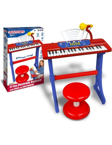 Tastiera elettronica 37 tasti per bambini con microfono e sgabello – Giocattolo musicale ICA133720 Bontempi | Futurartshop.com