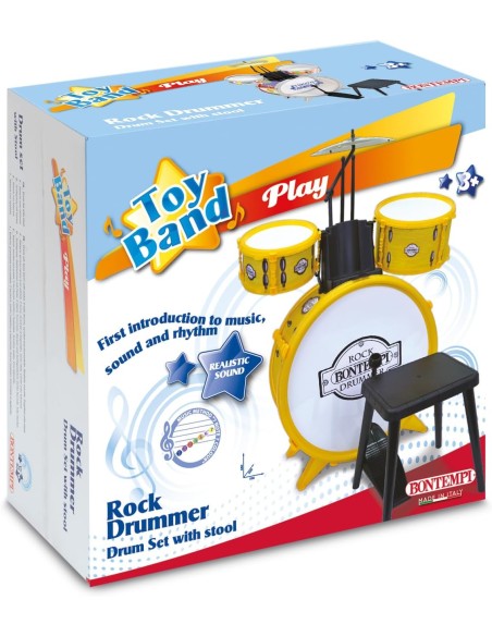 Bontempi Toy Band Play – Batteria giocattolo 3 elementi con sgabello e bacchette PMS514501 Bontempi | Futurartshop.com