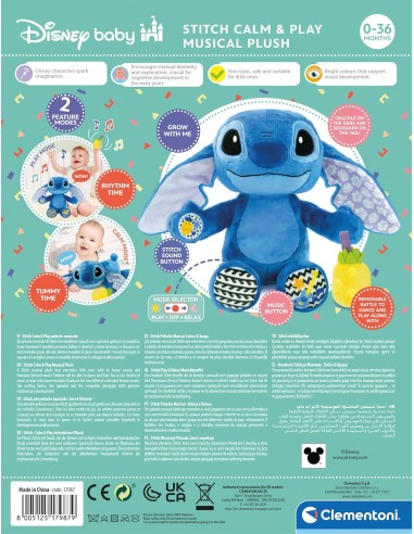 Disney Stitch Musical Plush Call & Play – Interactive Toy for Kids CLE17987 Clementoni | Futurartshop.com