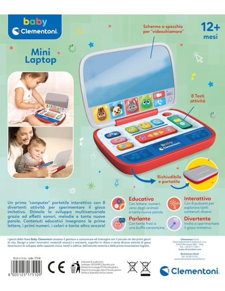 Mini Laptop Educational Electronic Toy for Kids – Learn Letters and Numbers CLE17510 Clementoni | Futurartshop.com