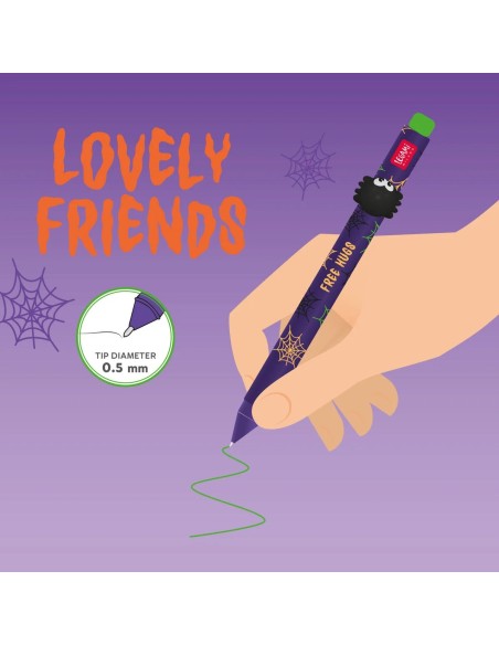 Penna Gel Verde Lovely Friends con Ragno “Free Hugs” – Cartoleria simpatica decorata LEGCPP0026 Legami Milano | Futurartshop.com