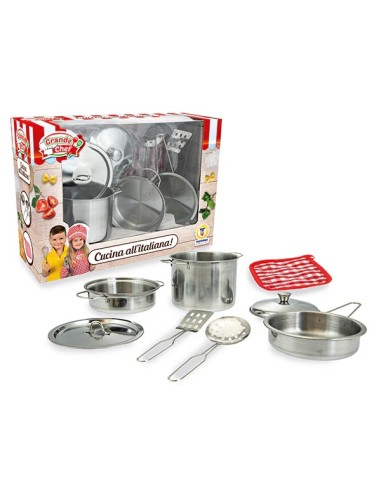 Grande Chef Metal Pots Set 7 Pieces – Pretend Play Kitchen Toy for Kids TEO67969 Teorema | Futurartshop.com