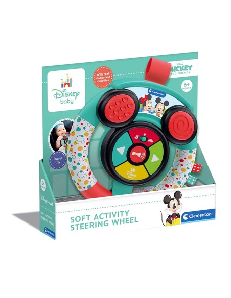 Disney Baby Soft Stroller Steering Wheel – Interactive Plush Toy for Infants CLE17557 Clementoni | Futurartshop.com