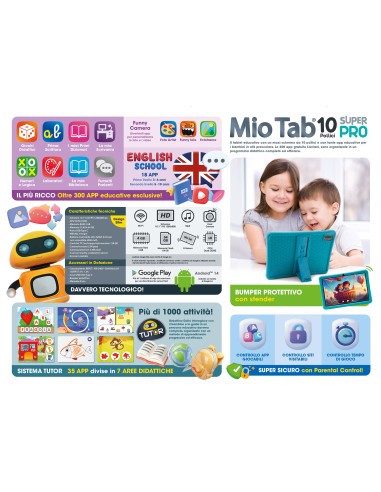 Mio Tab 10″ Super Pro – Hi-Tech Educational Tablet for Kids LIS108848 Lisciani | Futurartshop.com