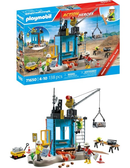 Playmobil 71650 Action Heroes – Construction Site with Workers & Tools PLA71650 Playmobil | Futurartshop.com