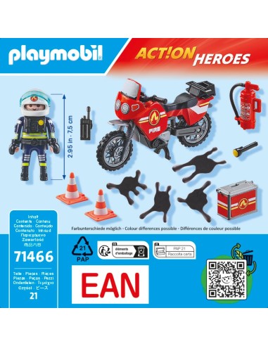 Playmobil 71466 Fire Motorcycle – Emergency Bike with Firefighter PLA71466 Playmobil | Futurartshop.com
