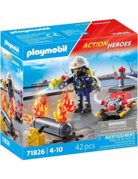 Playmobil 71826 Firefighter with Water Pump – Action Heroes Set PLA71826 Playmobil | Futurartshop.com