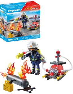 Playmobil 71826 Pompiere con Pompa d’Acqua – Set Action Heroes PLA71826 Playmobil | Futurartshop.com 2