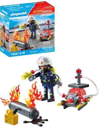 Playmobil 71826 Pompiere con Pompa d’Acqua – Set Action Heroes PLA71826 Playmobil | Futurartshop.com