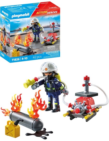 Playmobil 71826 Firefighter with Water Pump – Action Heroes Set PLA71826 Playmobil | Futurartshop.com