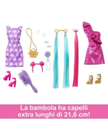 Barbie Fun & Fancy Hair Bambola Capelli Lunghi Colorati 10 Accessori AGRJDC85 Mattel | Futurartshop.com