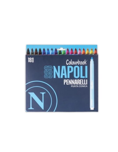 Confezione 18 pennarelli SSC Napoli LAGSSCN25076 Colourbook | Futurartshop.com