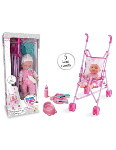 Baby Teo Bebè con Passeggino ad Ombrello - Bambola Gioco TEO80467 Teorema | Futurartshop.com