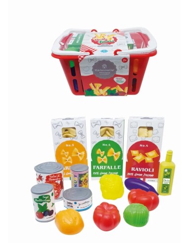 Maisonelle Pasta Lovers Shopping Basket with Food ODS44055 Ods | Futurartshop.com