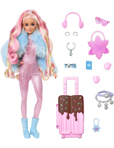 Barbie Extra Fly Travel Doll Snow Theme 15+ Accessories AGRHPB16 Mattel | Futurartshop.com