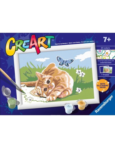 CreArt Cheerful Kitten 13x18cm Paint by Numbers Kit RAV23092 Ravensburger | Futurartshop.com
