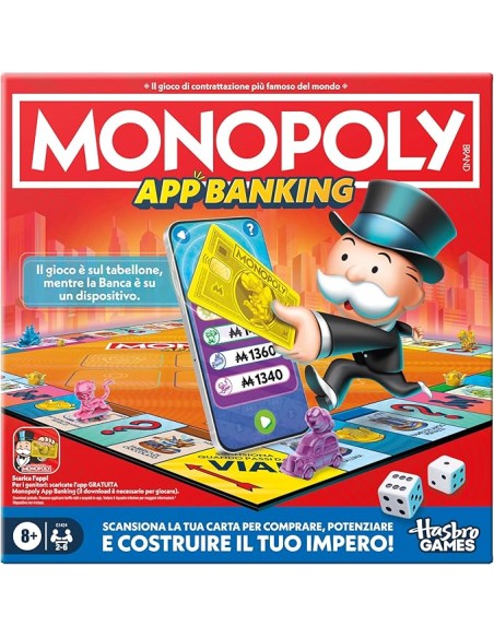 Monopoly App Banking Gioco da Tavolo 2-6 Giocatori 8+ AGRG1424 Hasbro | Futurartshop.com