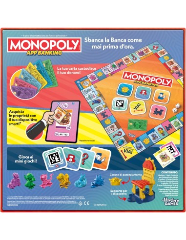 Monopoly App Banking Board Game 2-6 Players Ages 8+ AGRG1424 Hasbro | Futurartshop.com