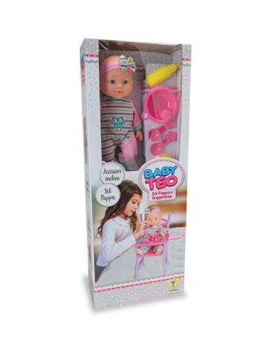 Baby Teo Seggiolone per Bambolotto con Set Pappa e Accessori - Gioco di Ruolo per Bambine TEO80460 Teorema | Futurartshop.com