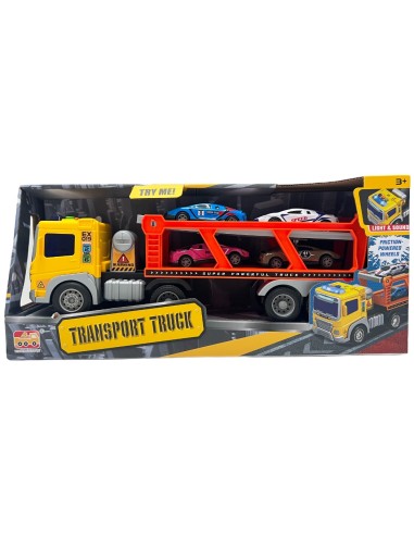 Car Carrier Truck Toy with 4 Cars Lights Sounds Ramp Kids EAS18128 Easy Toys | Futurartshop.com