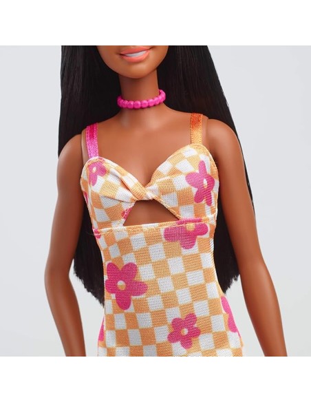 Barbie Fashionistas 233 Checkered Flower Midi Dress Tall Doll AGRHYT91 Mattel | Futurartshop.com