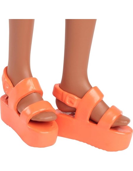 Barbie Fashionistas 233 Abito Midi Scacchi Arancio con Fiori AGRHYT91 Mattel | Futurartshop.com