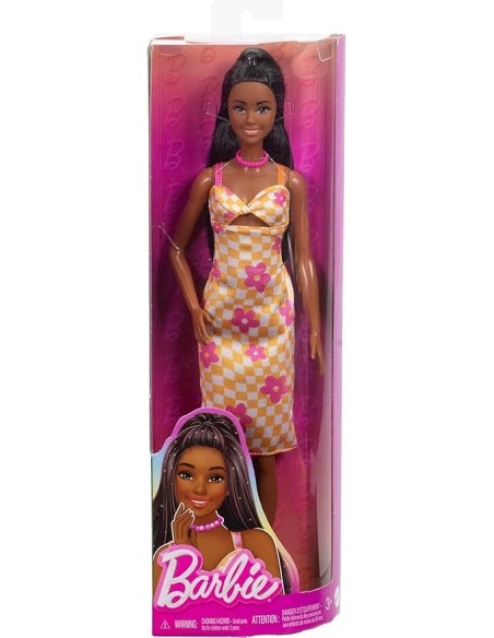 Barbie Fashionistas 233 Checkered Flower Midi Dress Tall Doll AGRHYT91 Mattel | Futurartshop.com