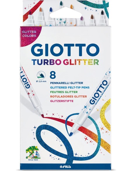 Giotto Turbo Glitter Case 8 Glitter Effect Markers FILF425800 Fila | Futurartshop.com