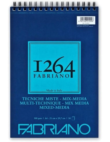 Fabriano 1264 Blocco Tecniche Miste A4 300gr 30fg Spiralato FED19100643 Fabriano | Futurartshop.com