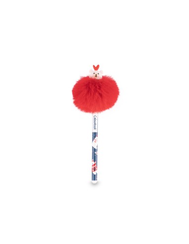 Penna Puff Natalizia con Pon Pon Decorazioni Natale Regalo LAGCOL25893 Colourbook | Futurartshop.com