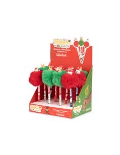 Penna Puff Natalizia con Pon Pon Decorazioni Natale Regalo LAGCOL25893 Colourbook | Futurartshop.com 2