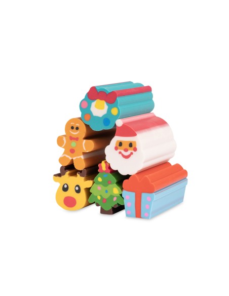 Set 6 Gomme da Cancellare Tema Natale in Box Regalo Natale LAGCOL25889 Colourbook | Futurartshop.com