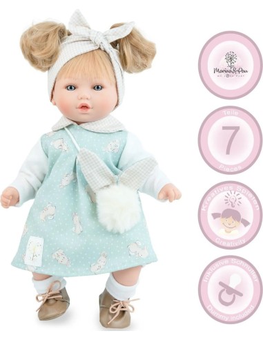 Leni Baby Doll 40cm Long Hair Pacifier Soft Body Vinyl Kids Toy Girl MEP472 Marina e Pau | Futurartshop.com