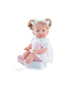 Alina Plumetti Doll 45cm Blonde Soft Body Scented White Swiss Dot Shirt Pink Case MAR827 Marina e Pau | Futurartshop.com
