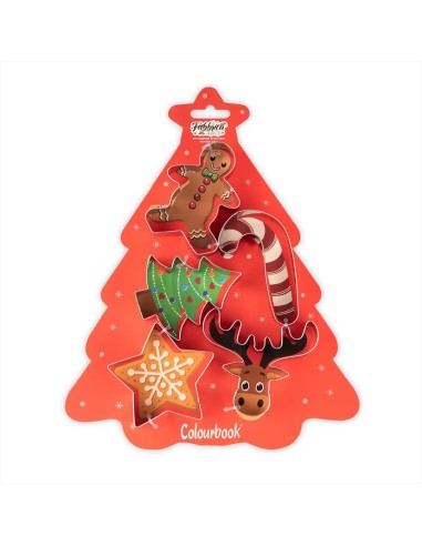 Kit 5 Formine per Biscotti Natale Decorazioni Dolci Xmas LAGCOL25899 Colourbook | Futurartshop.com