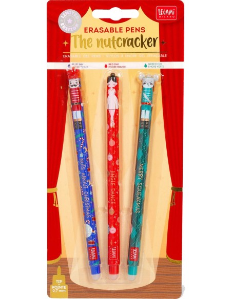 Legami Set 3 Erasable Christmas Gel Pens Nutcracker 0.7mm Limited LEGEPSET0014 Legami Milano | Futurartshop.com