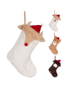 Christmas Stocking Animals 40cm White Brown Decoration Gift Kids Xmas KOPAAE824820 Koopman | Futurartshop.com