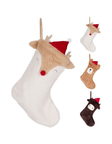 Christmas Stocking Animals 40cm White Brown Decoration Gift Kids Xmas KOPAAE824820 Koopman | Futurartshop.com