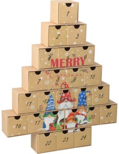 Wooden Advent Calendar Tree 37cm DIY 24 Drawers Customizable Christmas KOPABD110760 Koopman | Futurartshop.com