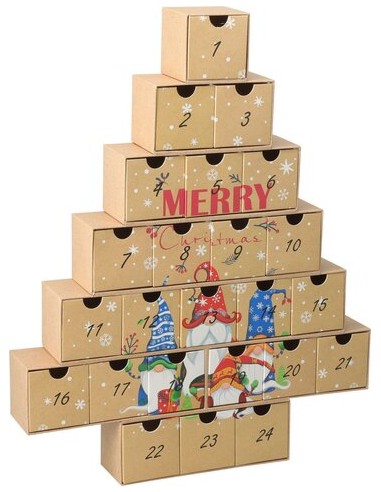 Calendario Avvento Legno Albero 37cm DIY 24 Cassetti Personalizzabile KOPABD110760 Koopman | Futurartshop.com