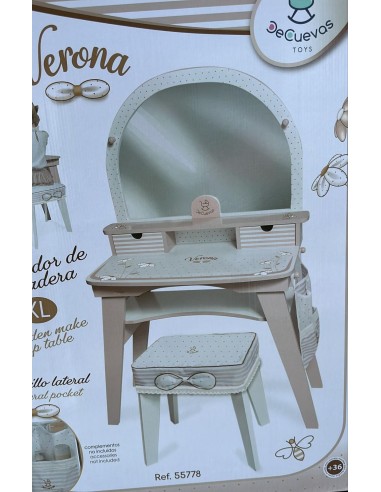 VERONA XL Wooden Kids Makeup Table Beige White with Mirror KRE55778 Decuevas | Futurartshop.com