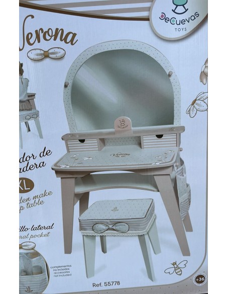 VERONA Tavolo Trucco Bambina Legno XL Beige Bianco Specchiera KRE55778 Decuevas | Futurartshop.com